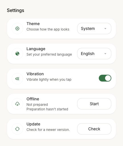 Profile settings show the Update and Offline rows with their status and controls.