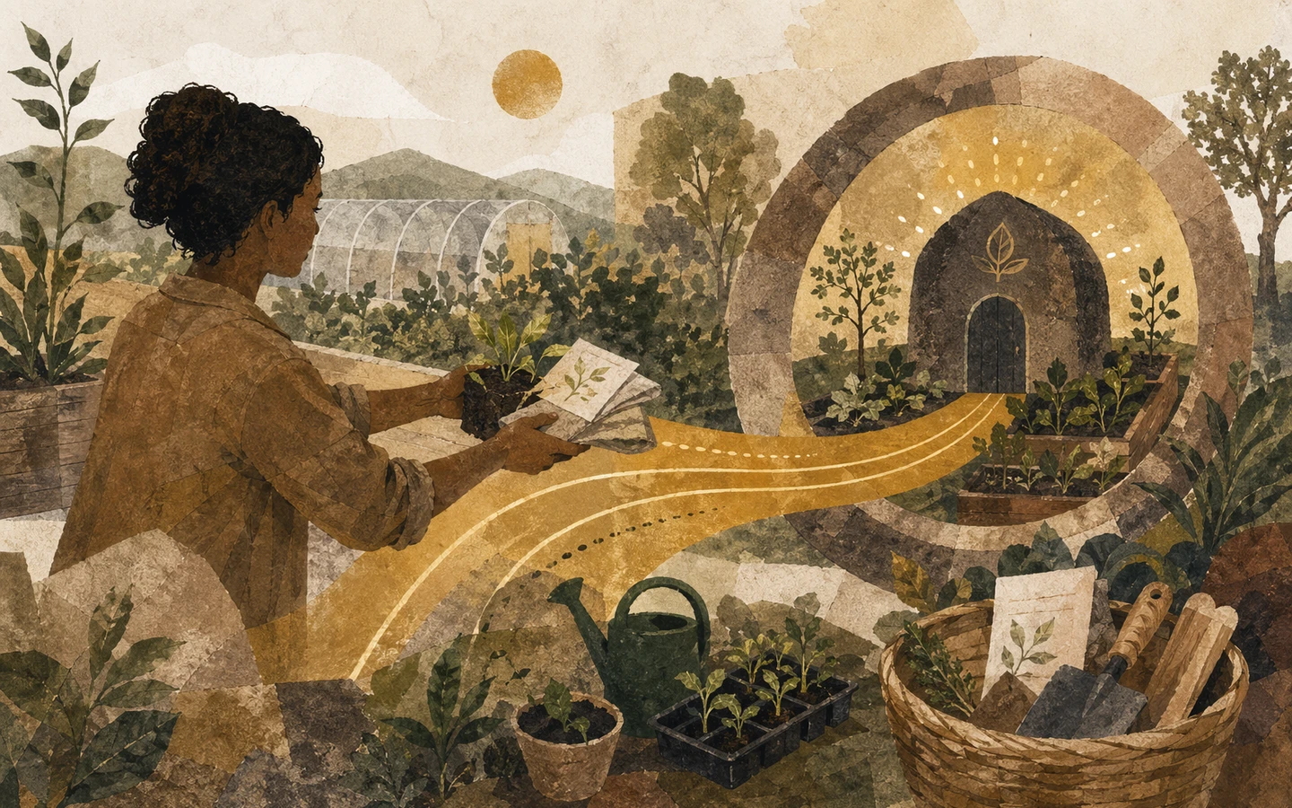 Illustrated operator minting an impact certificate from verified work